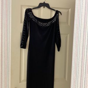 Sexy Black polyester long dress, Size Medium